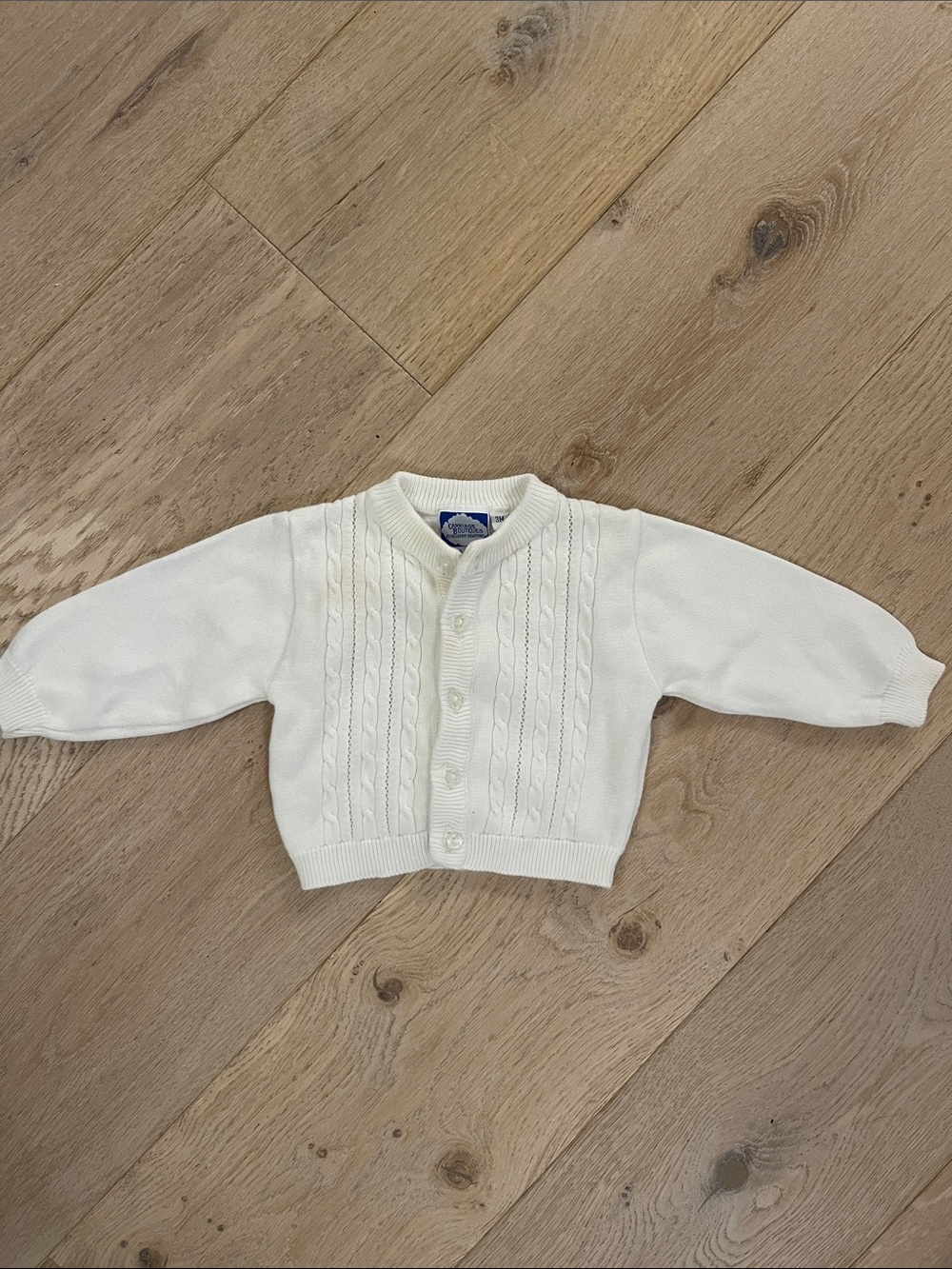 CARRIAGE BOUTIQUES Classic Knit Button-Front Baby Cardigan - White